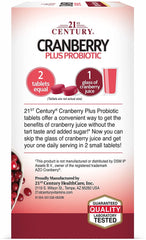 21st Century Cranberry Plus Probiotic box showing two tablets equal one glass of cranberry juice cranberry probiotics tablets UAE