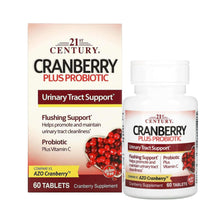 Cranberry probiotic urinary support bottle and box, 60 tablets