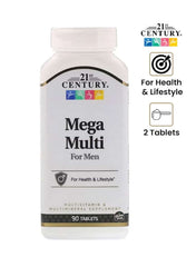 21st Century Mega Multi multivitamin supplement for men with 90 tablets for health and lifestyle support