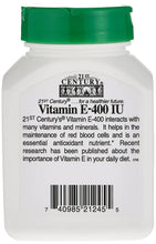 Vitamin E 400 IU supplement bottle with barcode and informational back label, green cap