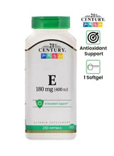 21st Century Vitamin E 400 IU bottle, green cap, 250 softgels