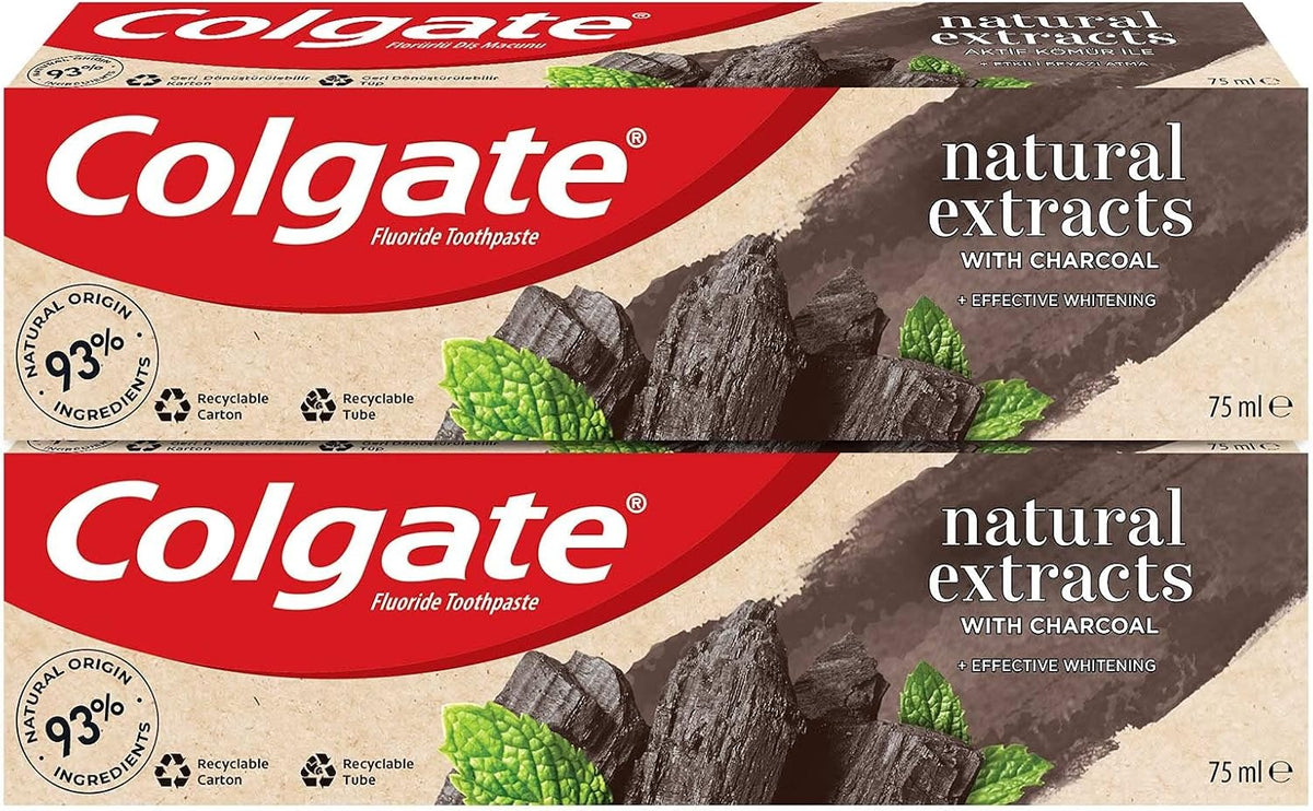 Colgate Natural Extracts Charcoal Whitening Toothpaste 75ml 2 pieces Value Pack