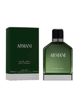 Giorgio Armani Eau de Cedre eau de toilette bottle and box, dark green, black cap
