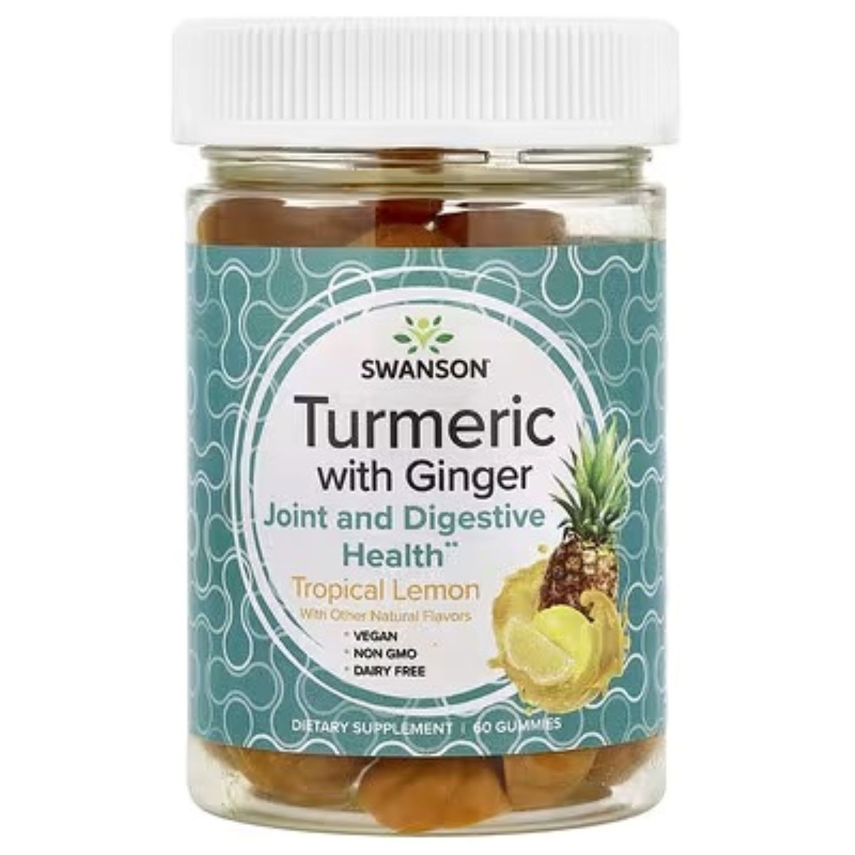 Swanson Turmeric with Ginger Gummies – Tropical Lemon, 60 Gummies