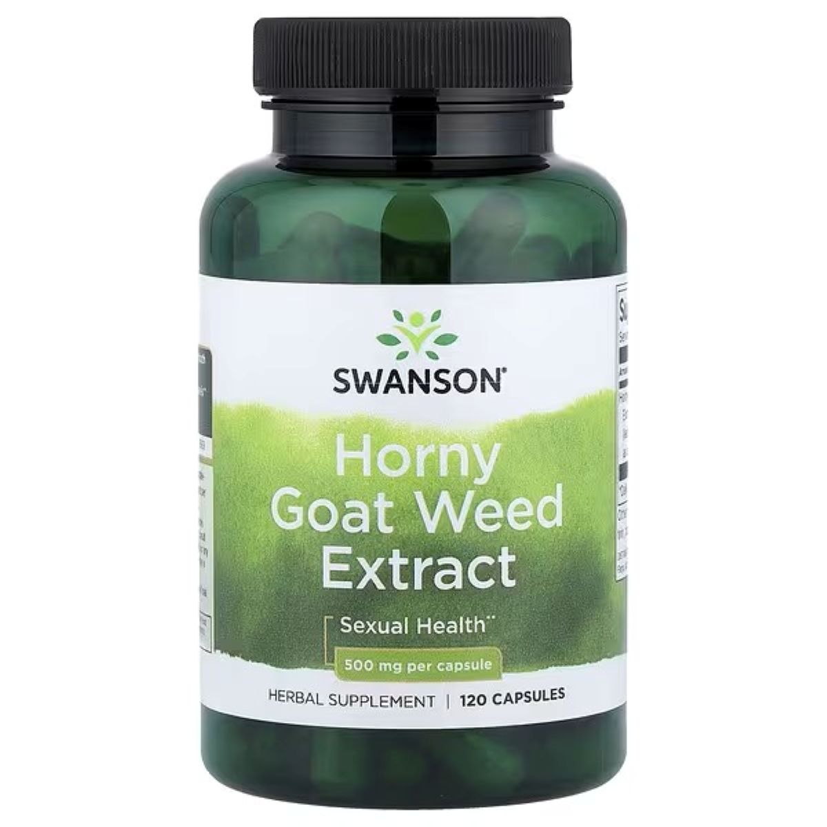 Swanson Vitamins Horny Goat Weed Extract 500 mg – 120 Capsules | Herbal Supplement for Men’s Wellness & Vitality Support
