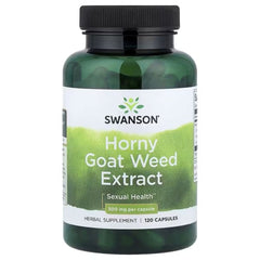 Swanson Vitamins Horny Goat Weed Extract 500 mg – 120 Capsules | Herbal Supplement for Men’s Wellness & Vitality Support