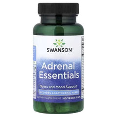 Swanson Vitamins Adrenal Essentials – 60 Veg Capsules | Herbal Adrenal Wellness Support Supplement