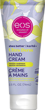 eos Shea Better hand cream tube, vanilla cashmere, light blue with eos logo