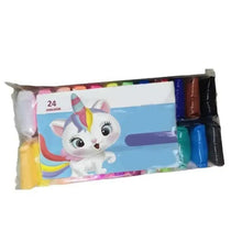 Kids 24-color clay set in boxed pack with molded cat design and 24 clay colors