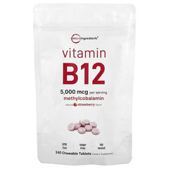Micro Ingredients, Vitamin B12 Methylcobalamin, Strawberry, 240 Chewable Tablets (2,500 mcg per Tablet)