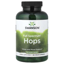 SWANSON Full Spectrum Hops herbal supplement bottle, 180 vegan capsules, 310 mg