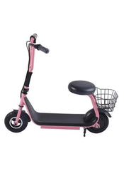 Huitich 250W kids ride on scooter in pink with black seat and rear basket
