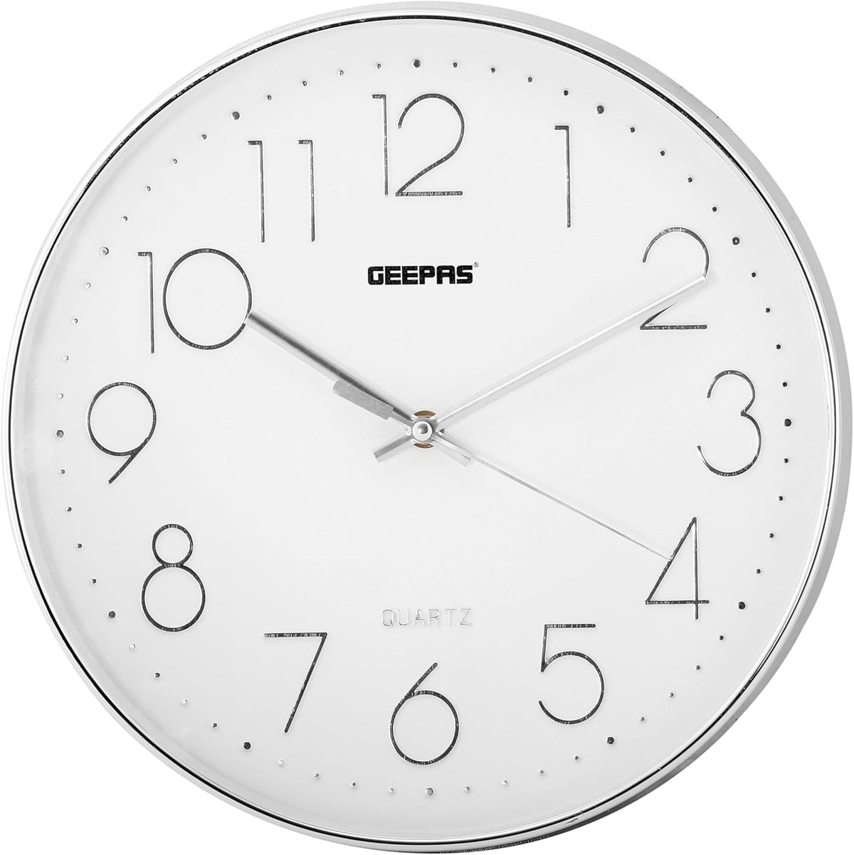 Geepas Silent Non-Ticking Round Wall Clock, White
