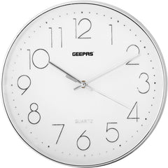 Geepas Silent Non-Ticking Round Wall Clock, White