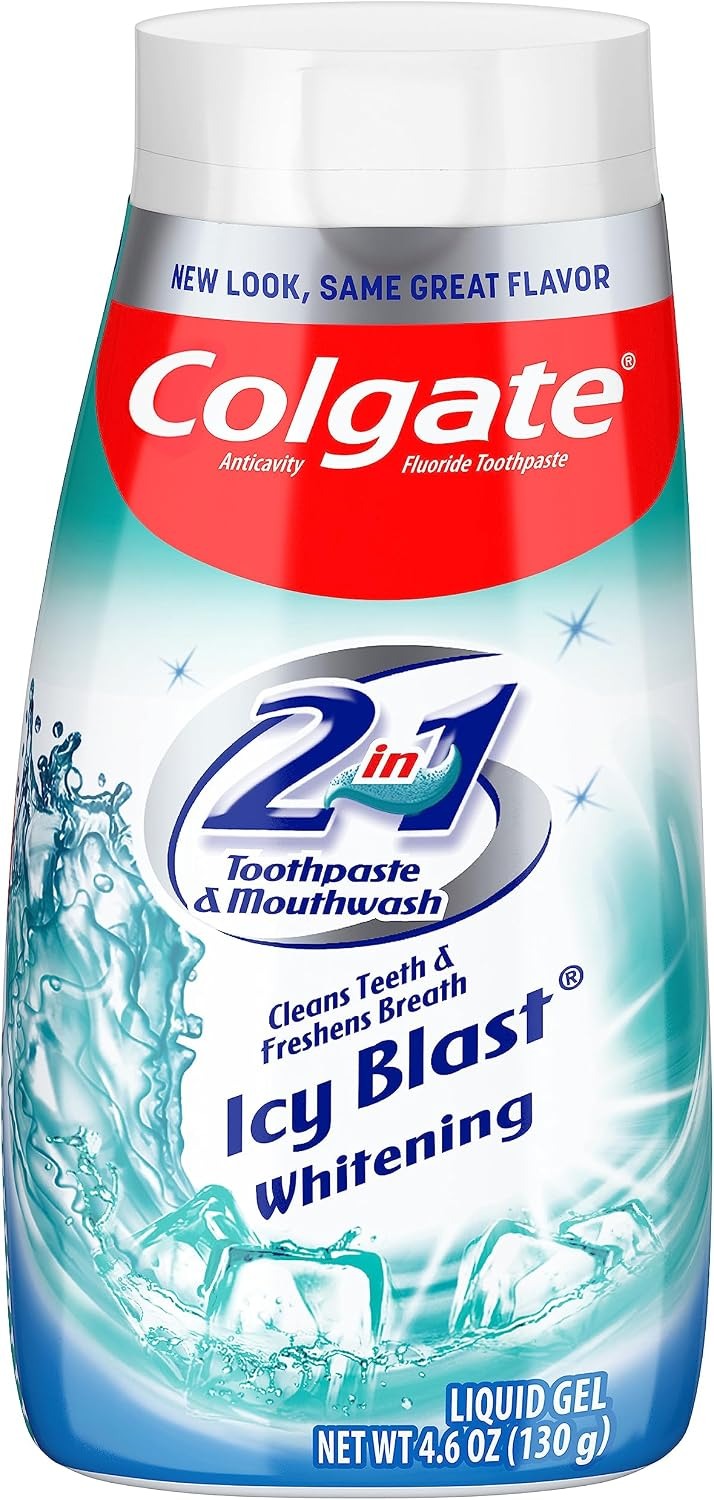 Colgate 2-in-1 Whitening Toothpaste Gel and Mouthwash, Icy Blast - 4.6 ounce