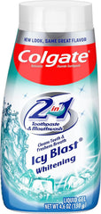 Colgate 2-in-1 Whitening Toothpaste Gel and Mouthwash, Icy Blast - 4.6 ounce