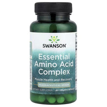 Swanson Essential Amino Acid Complex supplement bottle with 60 vegan capsules label