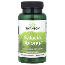 Swanson Salacia Oblonga herbal supplement bottle with black cap, green label