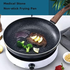 Huitich 26cm skillet for induction with medical stone non-stick frying pan cooking steak and vegetables