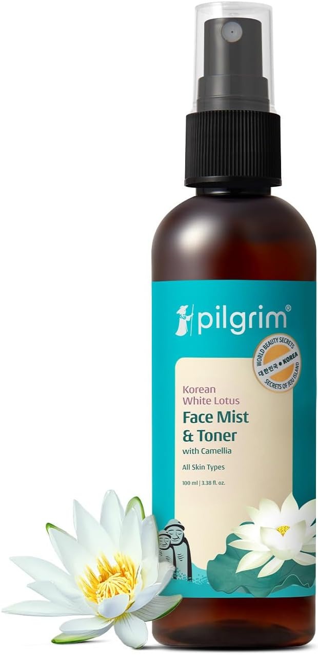Pilgrim Korean Beauty White Lotus Refreshing Mist & | for glowing skin | Alcohol-Free Mist & for open pores Tightening | Korean skin care products | Women & Men | 100 ml