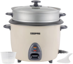 Geepas GRC4326 2.2L Electric Rice Cooker -Cook/Warm/Steam, High-Temperature Protection - Make Rice & Steam Healthy Food & Vegetables | 2 Year Warranty