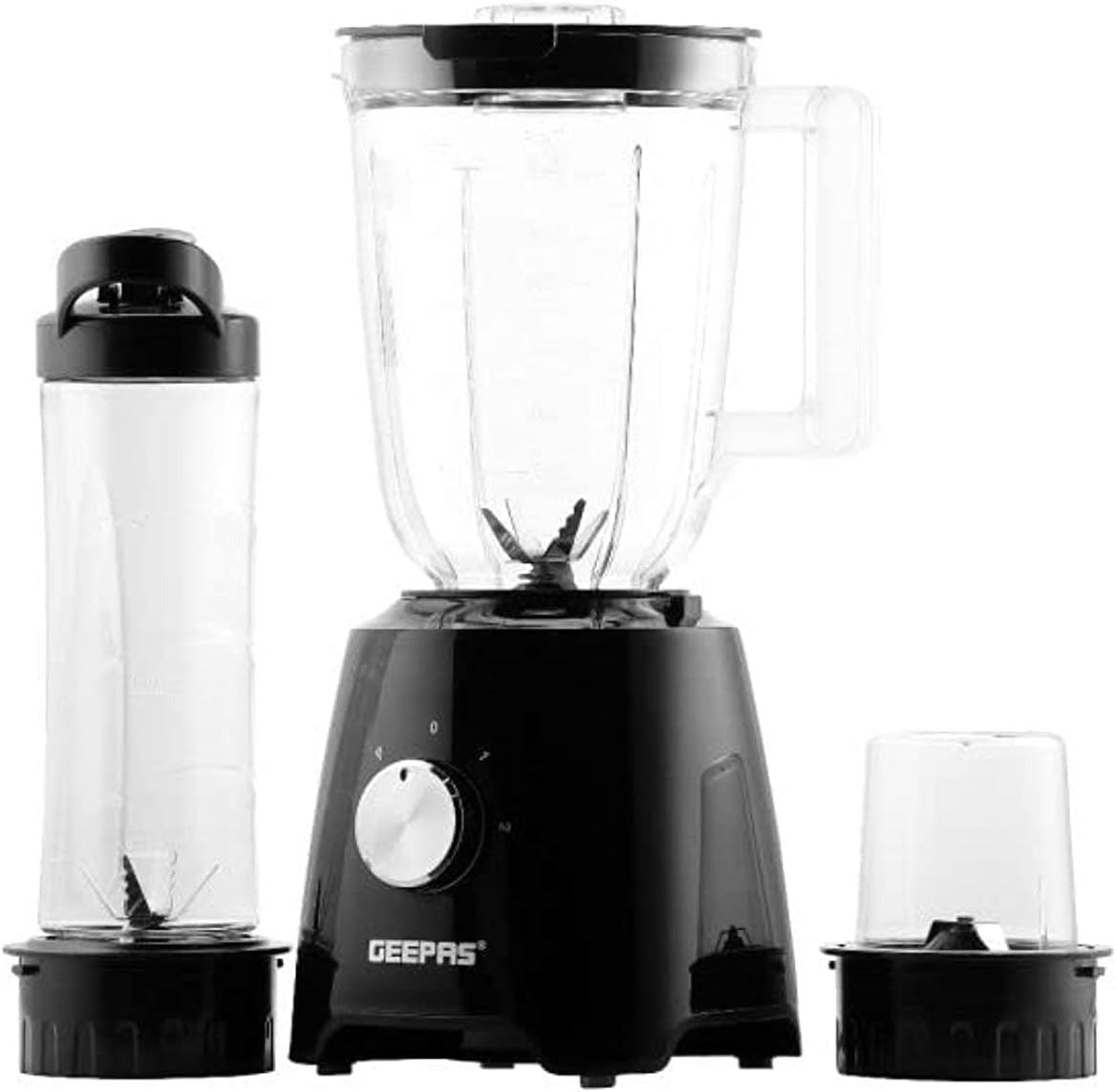 Geepas 3-In-1 Blender, Black, Gsb44033, 1.25 Litre"Min 1 year manufacturer warranty"
