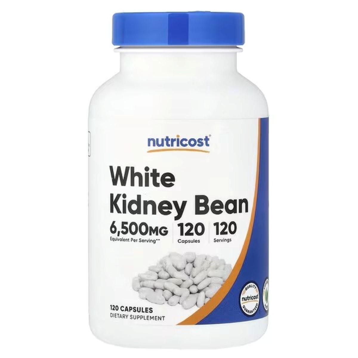 Supplement bottle with blue cap; White Kidney Bean extract, 120 capsules