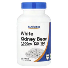 Supplement bottle with blue cap; White Kidney Bean extract, 120 capsules