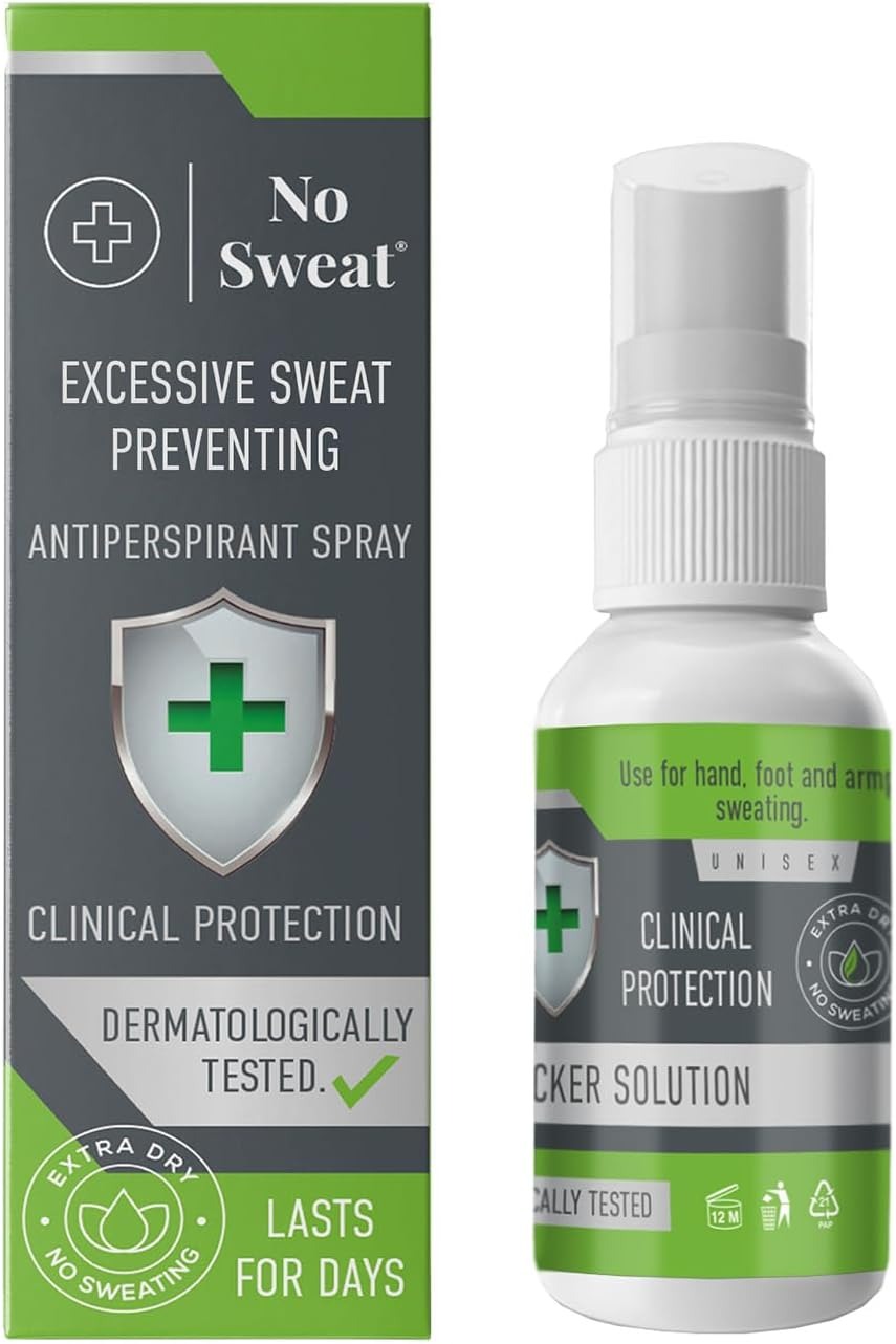 No Sweat Anti-Perspirant Spray 50ML -Strong Protection For Excessive Perspiration.Effective Up To 7 Days Of - Can be Used For Hand-Foot-Armpit.Packaging May Vary By Country
