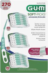 GUM Soft-Picks Advanced Dental Picks, 270 Count – Flexible Rubber Interdental Cleaners For Plaque Removal & Gum Care, Easy Reach Tooth Cleaning Picks for Tight & Wide Spaces