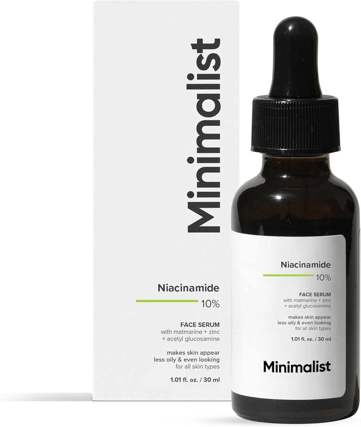 Minimalist 10% Niacinamide Face Serum with Zinc for Acne Marks, Blemishes, Pore Minimizing & Oil Control | Skin Clarifying Anti Acne Serum for Oily & Acne Prone Skin| Non-Sticky Matte Finish |30 ml
