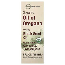 Organic oil of oregano supplement box with black seed oil, 118 ml
