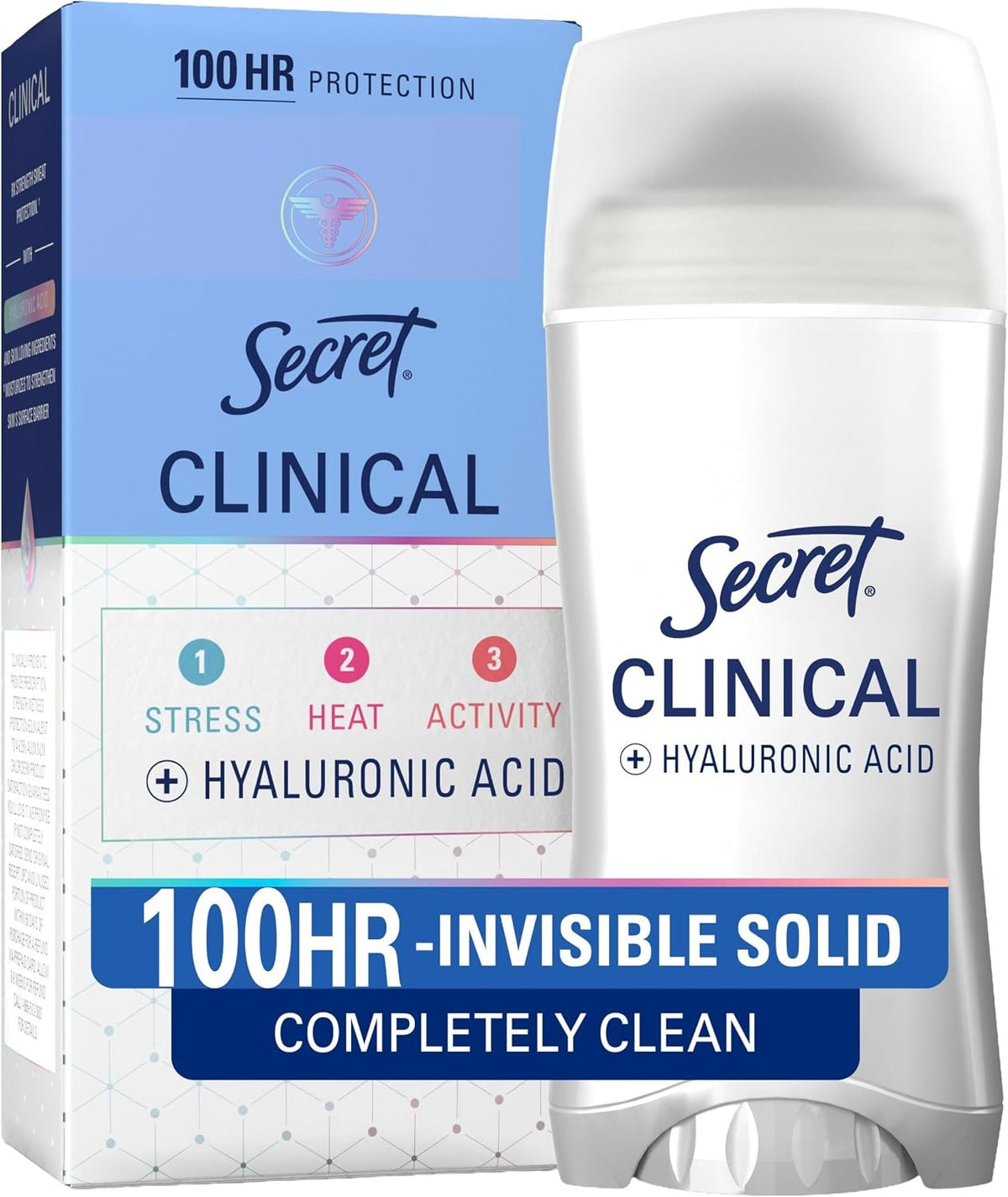 Secret Clinical Strength Antiperspirant and Deodorant for Women Invisible Solid Completely Clean 2.6 Oz Package May Vary