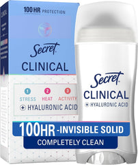 Secret Clinical Strength Antiperspirant and Deodorant for Women Invisible Solid Completely Clean 2.6 Oz Package May Vary