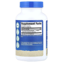 Nutricost reishi mushroom supplement bottle back label with Supplement Facts panel.