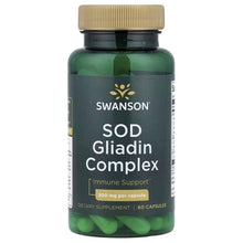 SWANSON SOD Gliadin Complex supplement bottle with tan ribbed cap, 60 capsules