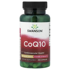 Swanson CoQ10 cardiovascular health bottle with SWANSON logo and black cap