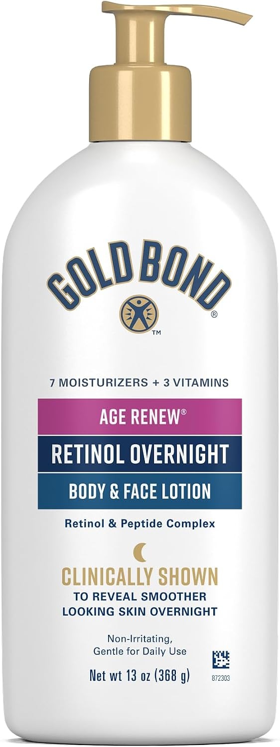 Gold Bond Age Renew Retinol Overnight Body & Face Lotion, With Retinol & Peptide Complex, 13 oz.