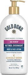 Gold Bond Age Renew Retinol Overnight Body & Face Lotion, With Retinol & Peptide Complex, 13 oz.