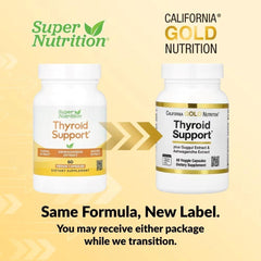 California Gold Nutrition Thyroid Support with Guggul, Ashwagandha, Bacopa & Green Tea Extract – Metabolism & Hormonal Balance Formula, 60 Veg Capsules