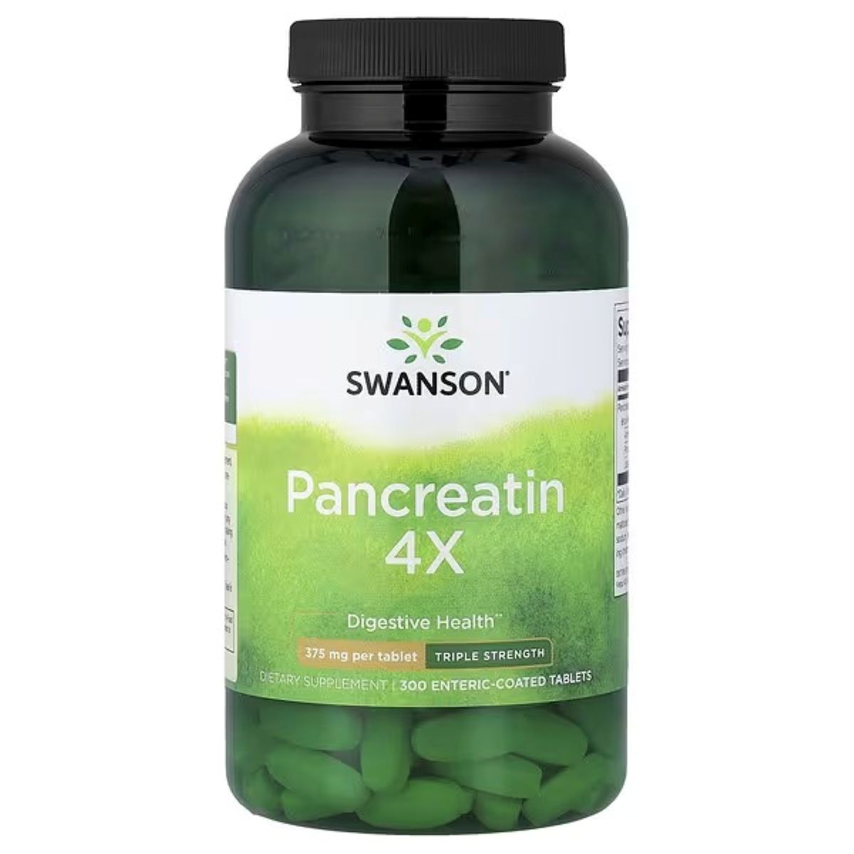 Swanson Vitamins Pancreatin 4X, 375 mg, 300 Enteric-Coated Tablets