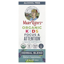 Alcohol-free herbal blend liquid extract box, MaryRuth's Organic Kids Focus & Attention