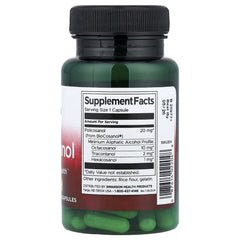 Policosanol supplement bottle with Supplement Facts label and capsule serving details