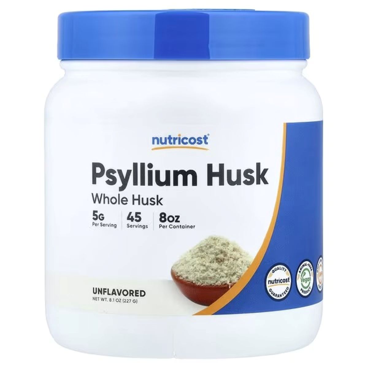 Nutricost Psyllium Husk Whole Husk Powder, Unflavoured, 8 oz (227 g) – Natural Fiber Supplement for Digestive Health