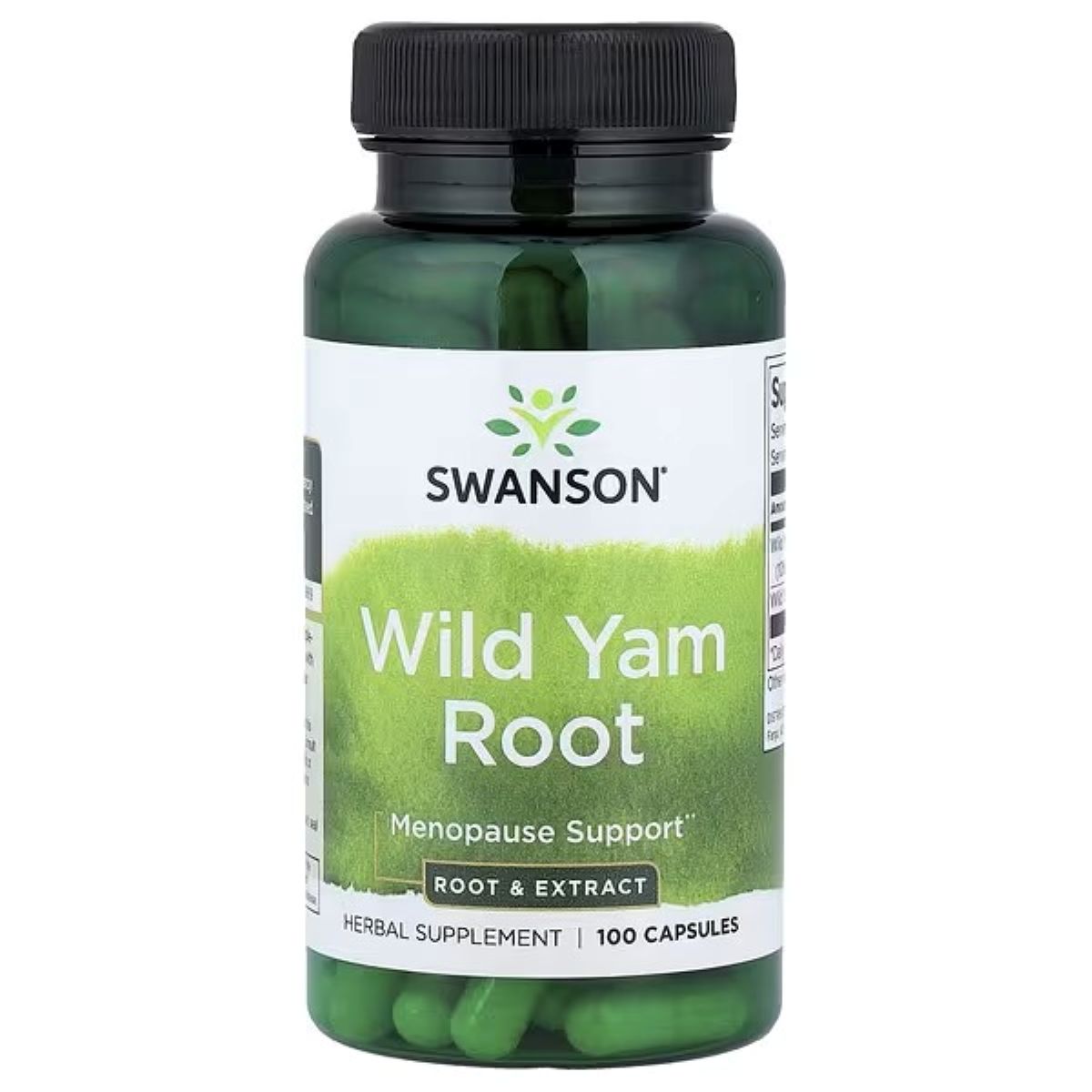 Swanson Wild Yam Root herbal supplement bottle, 100 capsules