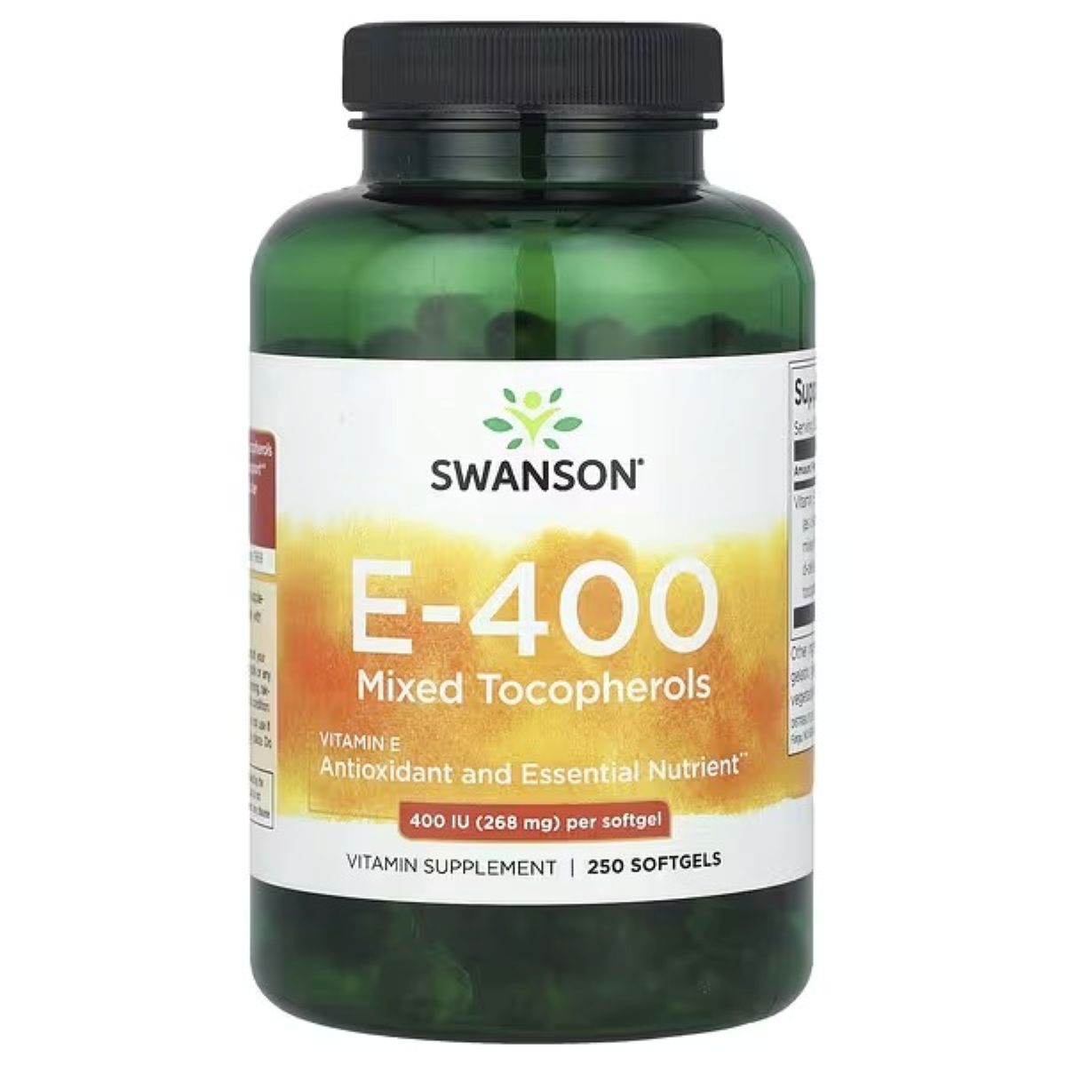 Swanson Vitamins Vitamin E-400, Mixed Tocopherols, 400 IU (268 mg), 250 Softgels