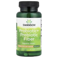 Swanson Vitamins Probiotic + Prebiotic Fibre – 60 Vegan Capsules | Digestive & Gut Health Support