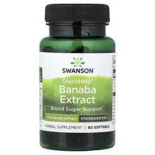 Swanson GlucoHelp Banaba Extract herbal supplement bottle, black cap, front label