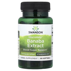 Swanson GlucoHelp® Banaba Extract 1.33 mg Standardized – 60 Softgels | Blood Sugar & Glucose Metabolism Support