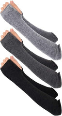 3 Pairs Women’s Long Fingerless Gloves, Knit Stretchy Arm Warmers with Thumb Hole, Elbow Length Arm Sleeves for Unisex, Warm Outdoor Use, Goth Style, (Black, Dark Gray, Light Gray)